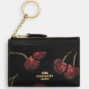Coach Black ID Case with Cherry Print , Sparkly & Pretty! New with Tags!  🍒🖤✨